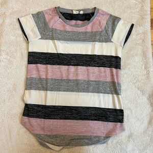 GAP Striped Short Sleeve Tee - Pink, Black & Gray